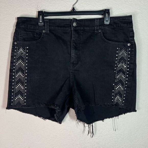 Seven 7 Melissa‎ McCarthy Black Rhinestone Arrows Stretch Shorts Womens Size 20W - Picture 1 of 7